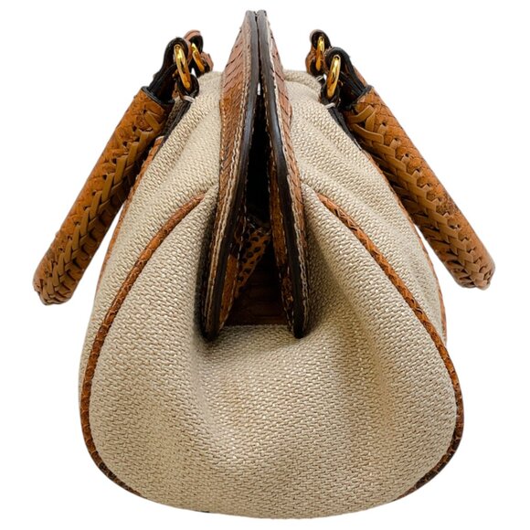 Christian Dior Beige Canvas Small My Dior Satchel with Python Leather - Picture 2 of 10